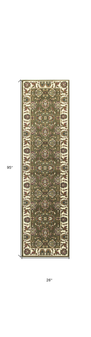 9' X 13'  Polypropylene Green Or  Ivory  Area Rug