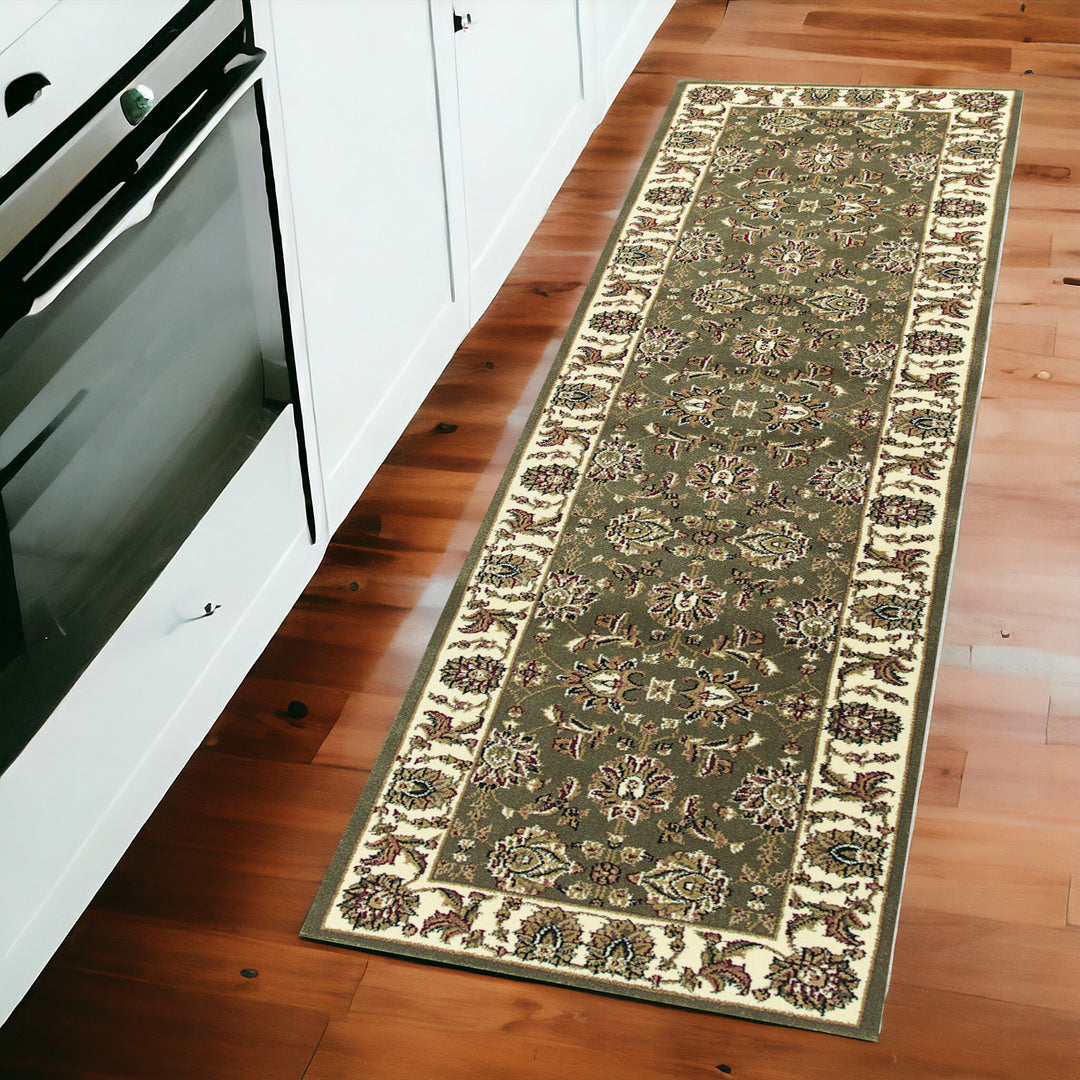 9' X 13'  Polypropylene Green Or  Ivory  Area Rug