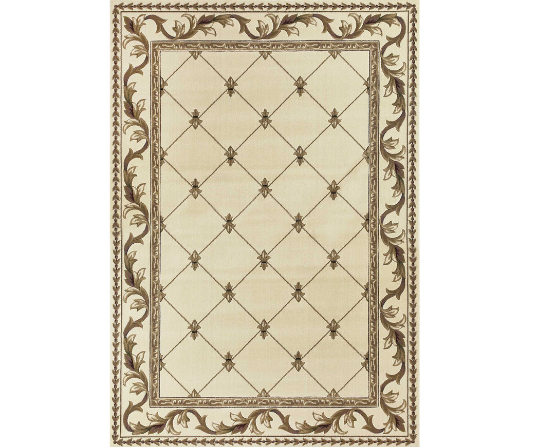 2' X 8' Ivory Fleur De Lis Runner Rug