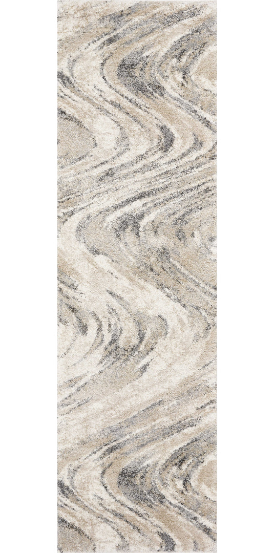 7' Natural Abstract Runner Rug