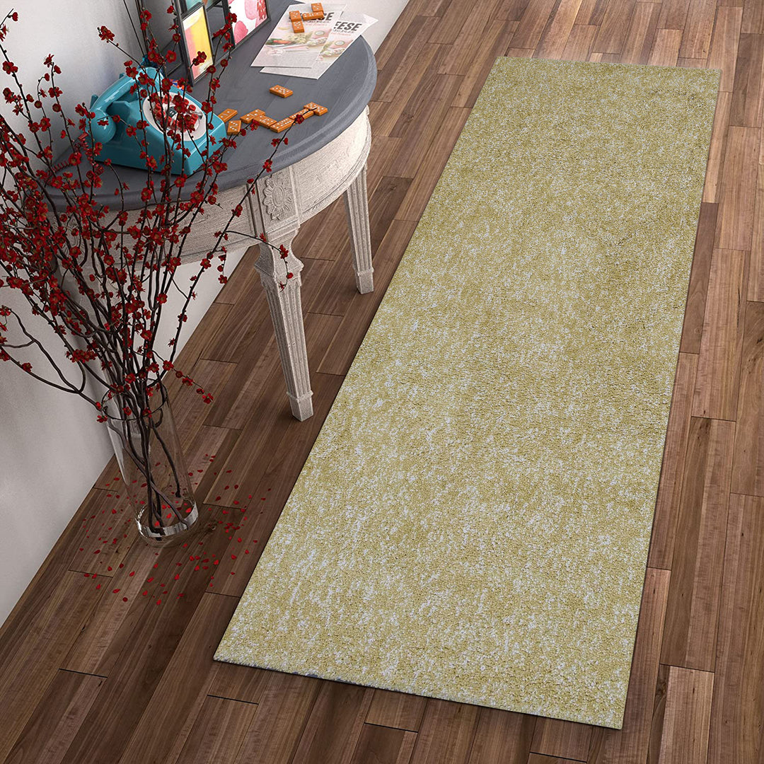 8' Yellow Heather Indoor Shag Runner Rug