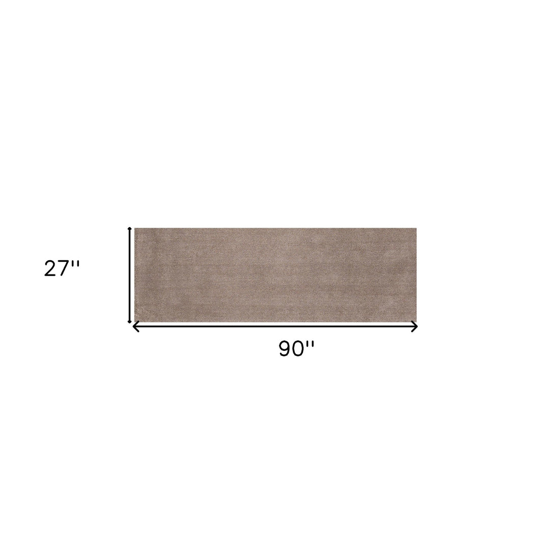 8' Beige Plain Runner Rug