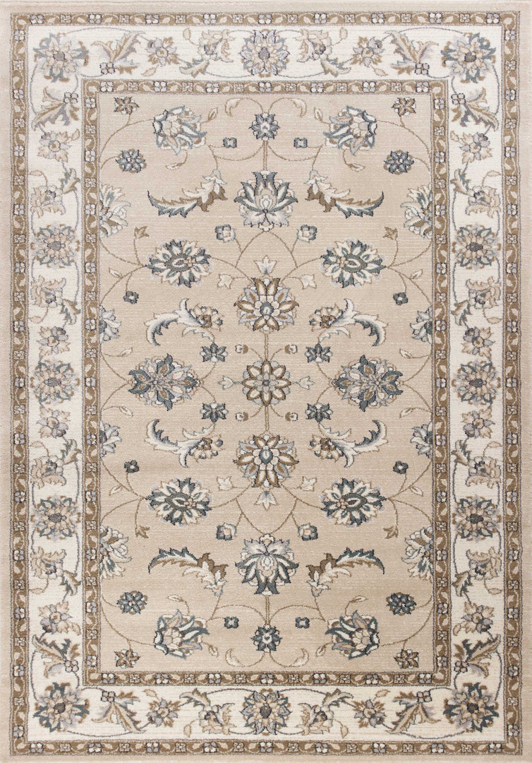 3' X 5' Beige and Ivory Floral Area Rug