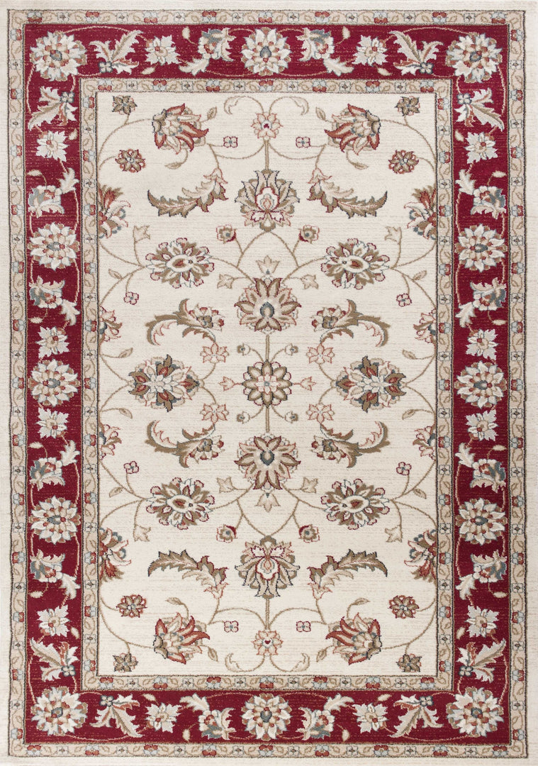 3' X 5' Ivory Red Floral Indoor Area Rug