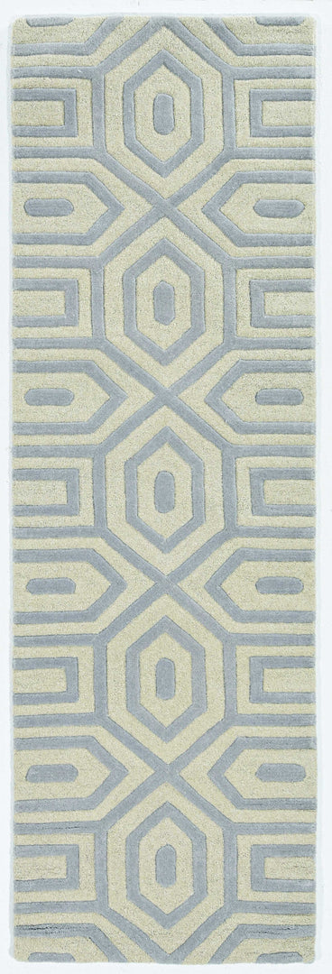 2' X 4' Grey Hand Tufted Geometric Indoor Accent Rug