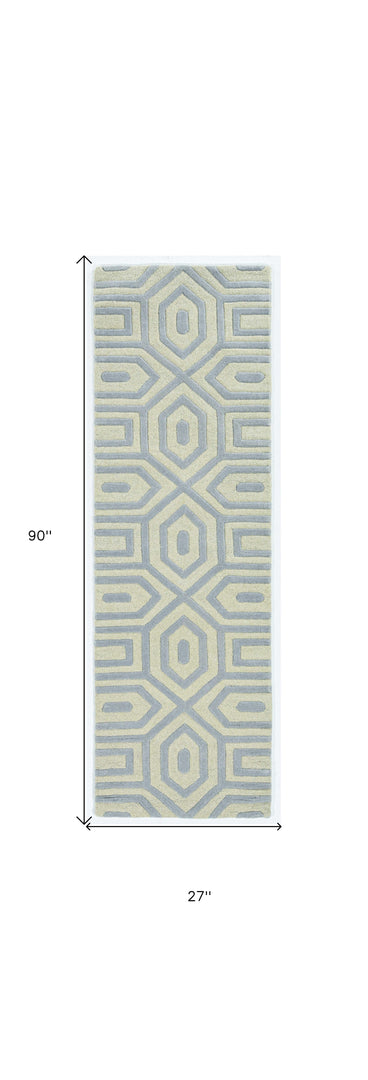 2' X 4' Grey Hand Tufted Geometric Indoor Accent Rug