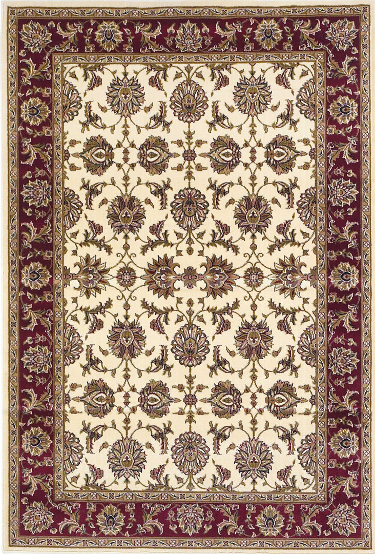 8' Red And Ivory Floral Medallion Runner Rug