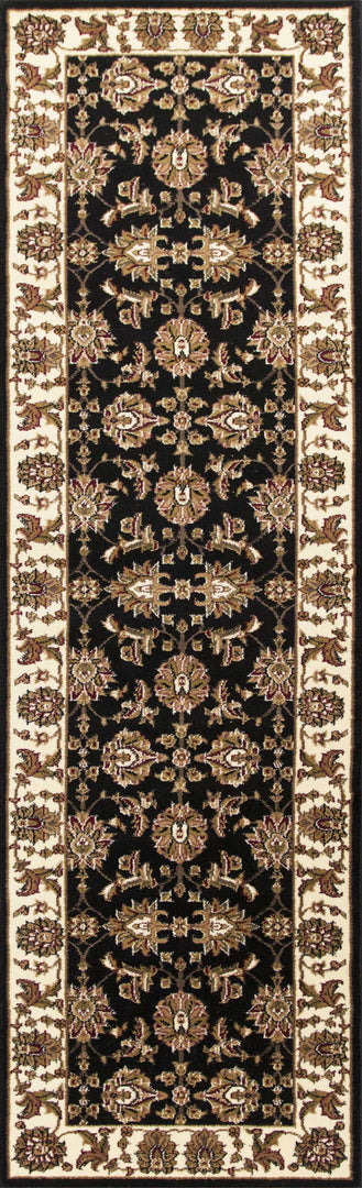 2' X 8' Black Or Ivory Traditional Bordered Rug