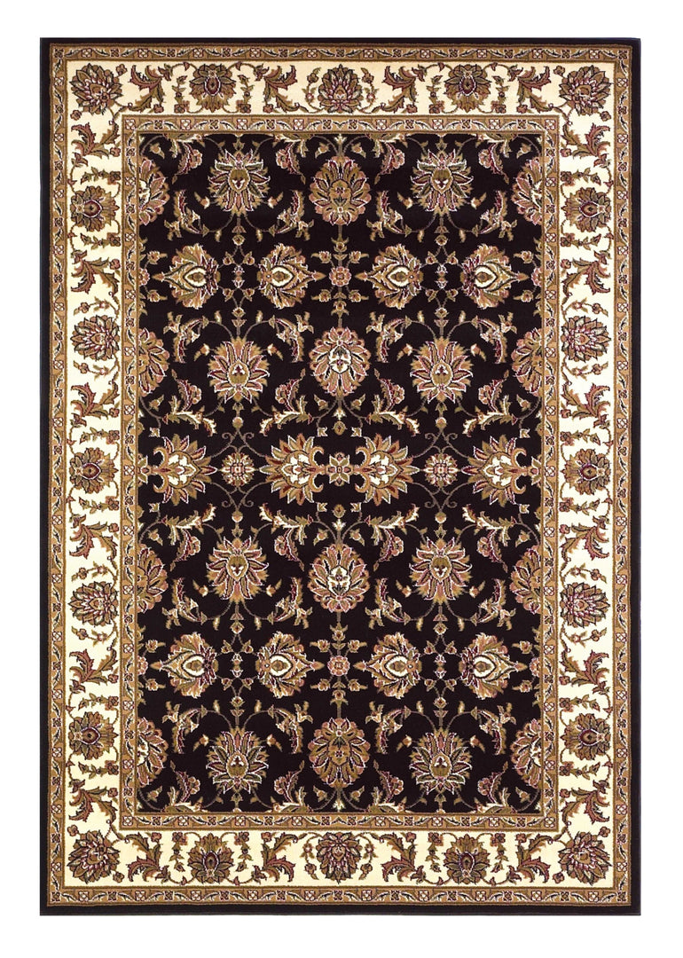 2' X 8' Black Or Ivory Traditional Bordered Rug