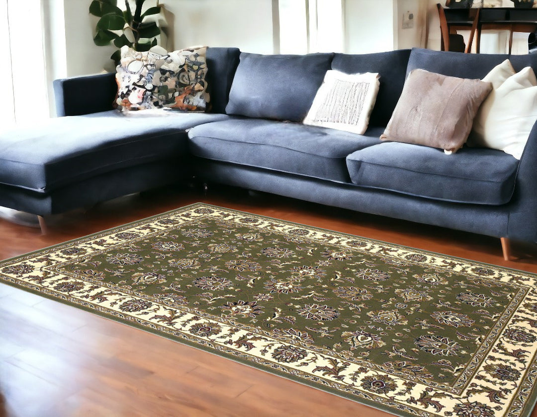 9' X 13'  Polypropylene Green Or  Ivory  Area Rug