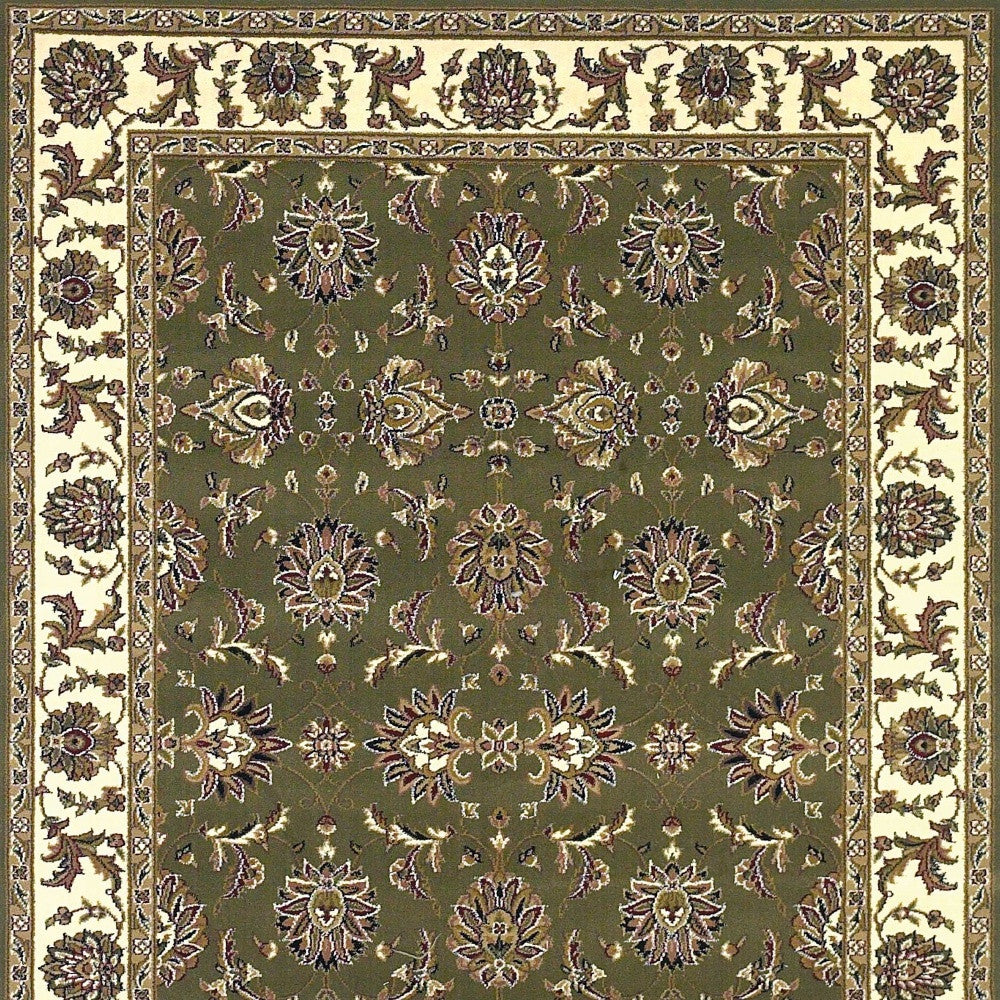 9' X 13'  Polypropylene Green Or  Ivory  Area Rug