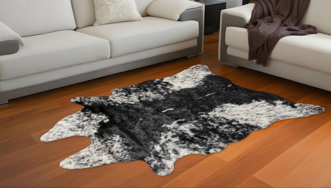 S&P Black White Animal Print Area Rug