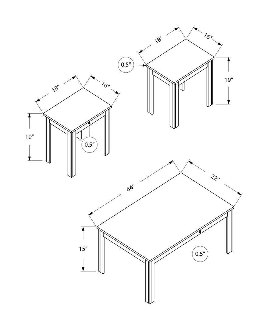 Set of Three 44" Taupe Coffee Table