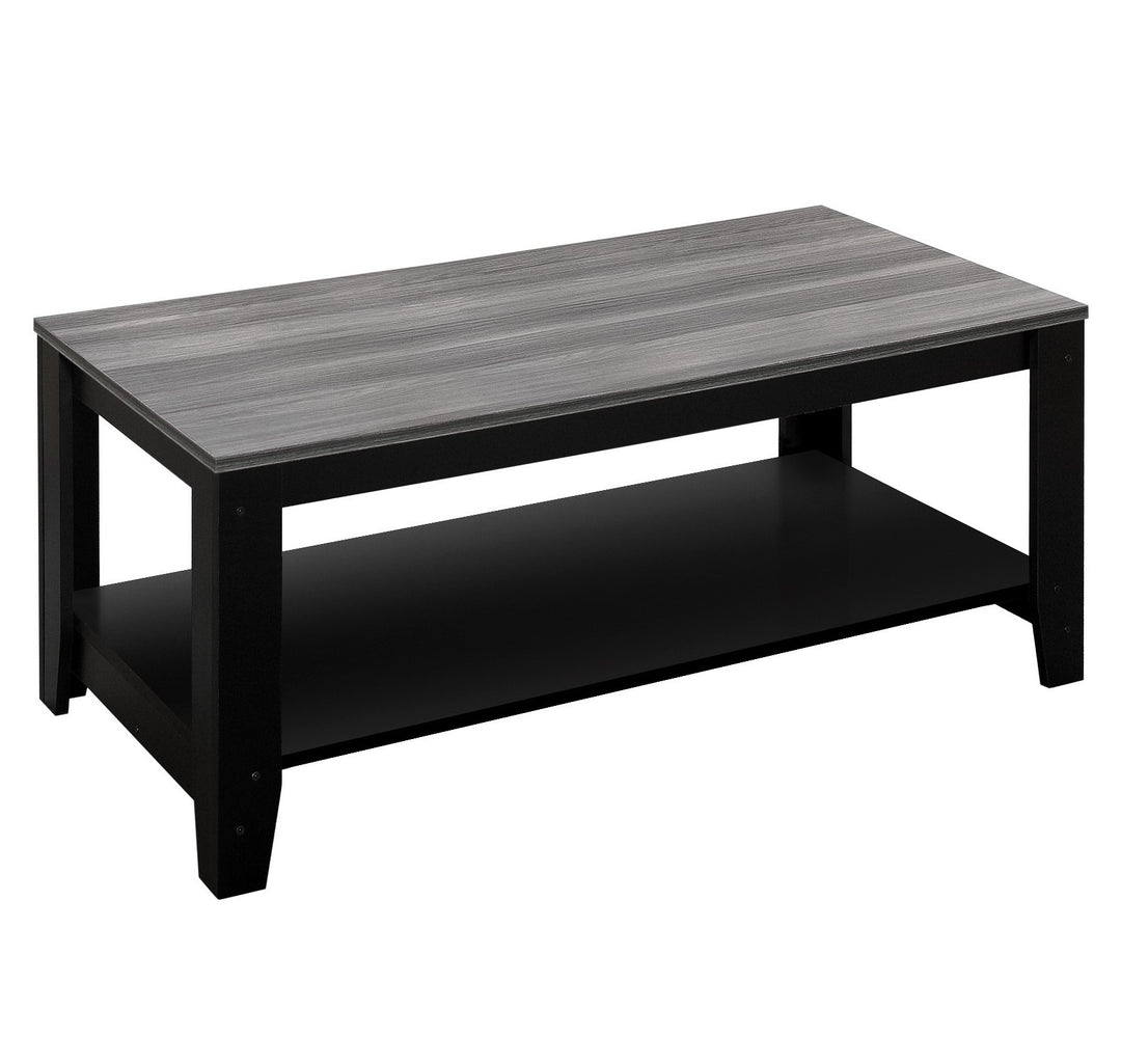 Set of Three 42" Gray And Black Coffee Table With Shelf