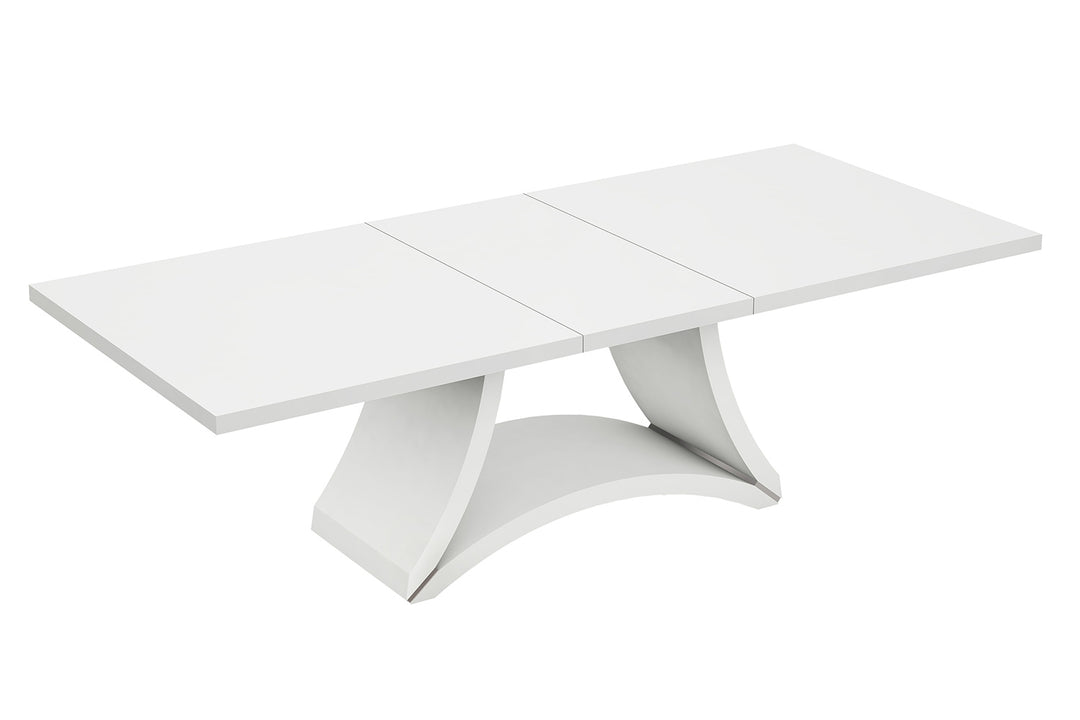 98" White Rectangular Pedestal Dining Table