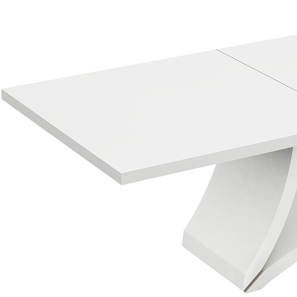 98" White Rectangular Pedestal Dining Table