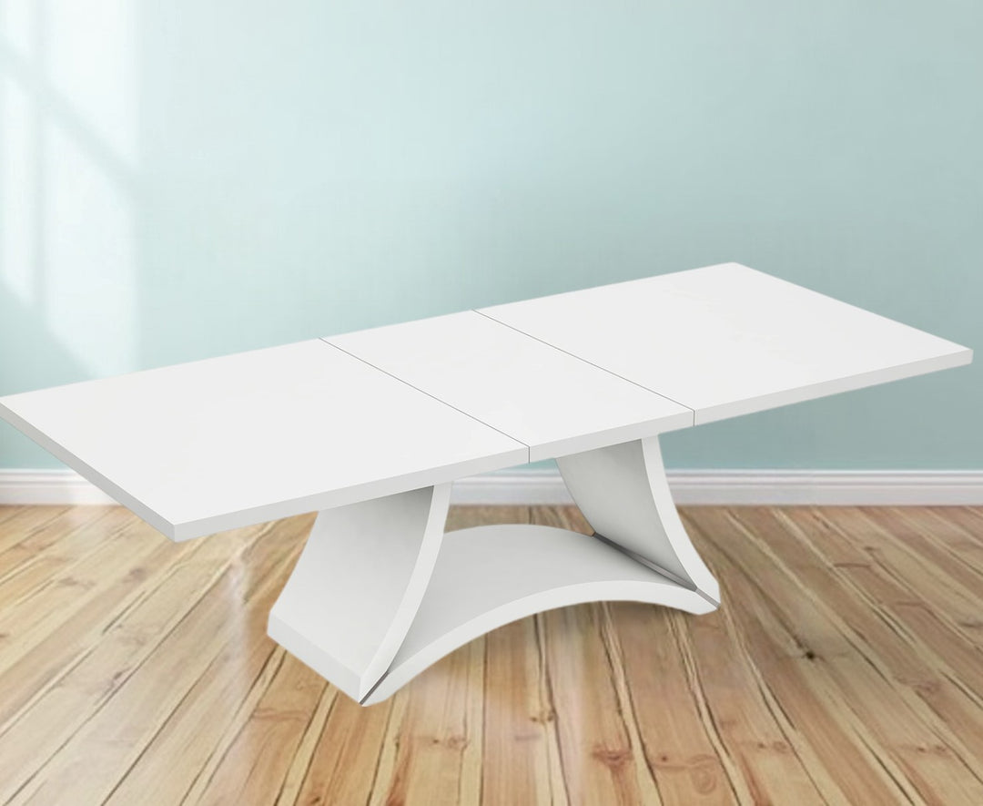 98" White Rectangular Pedestal Dining Table