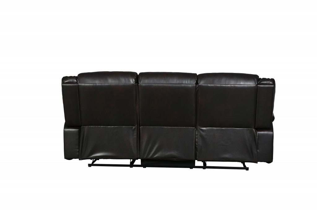 86" Brown Faux Leather Sofa With Black Legs