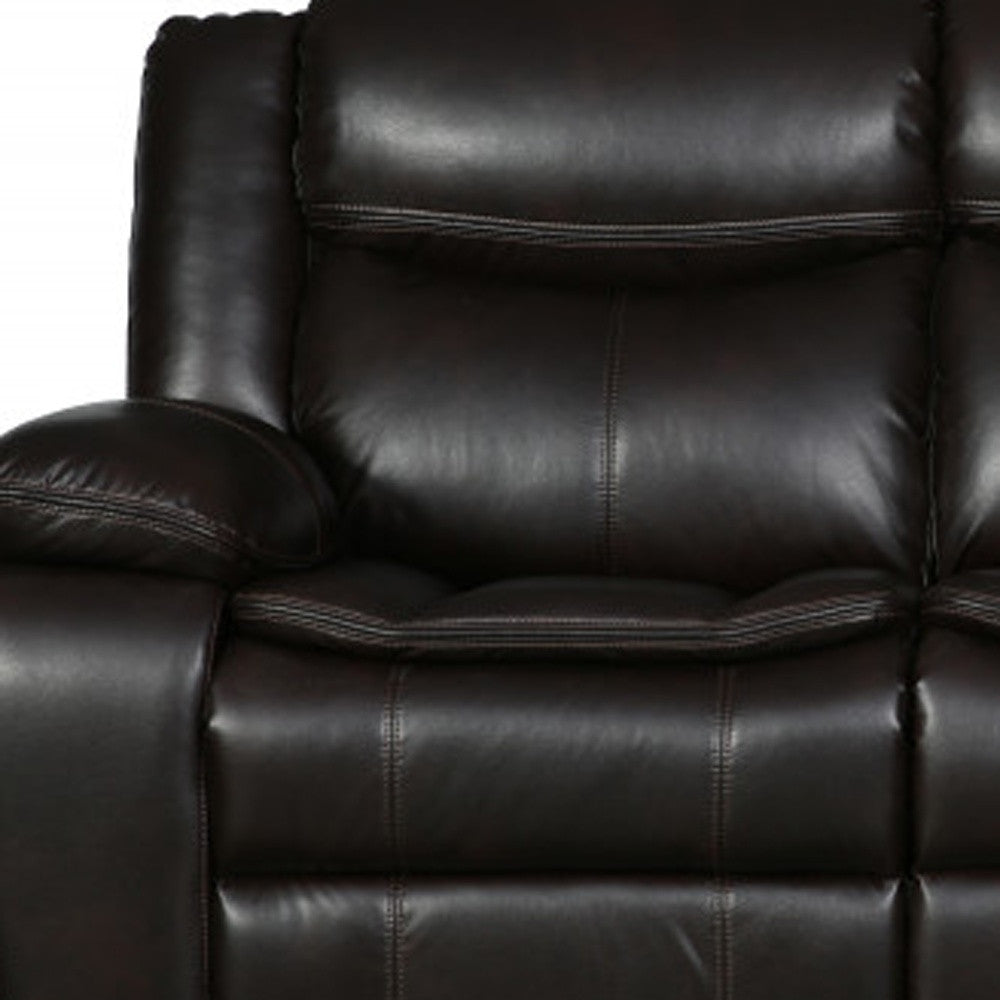 86" Brown Faux Leather Sofa With Black Legs