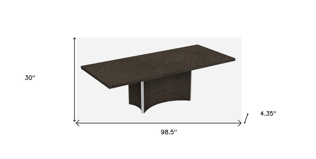 99" Gray Brown High-Gloss Solid Wood Dining Table