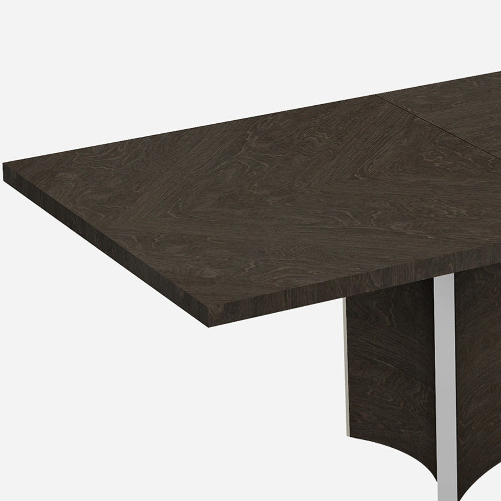 99" Gray Brown High-Gloss Solid Wood Dining Table