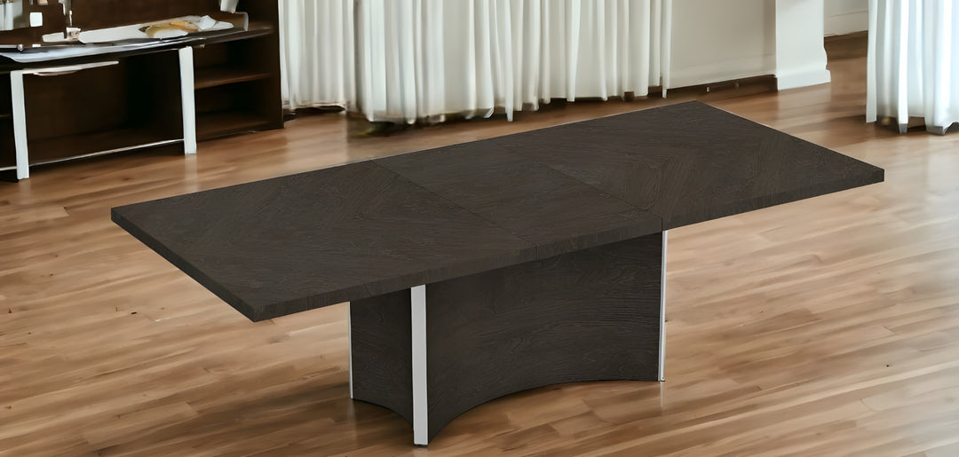 99" Gray Brown High-Gloss Solid Wood Dining Table