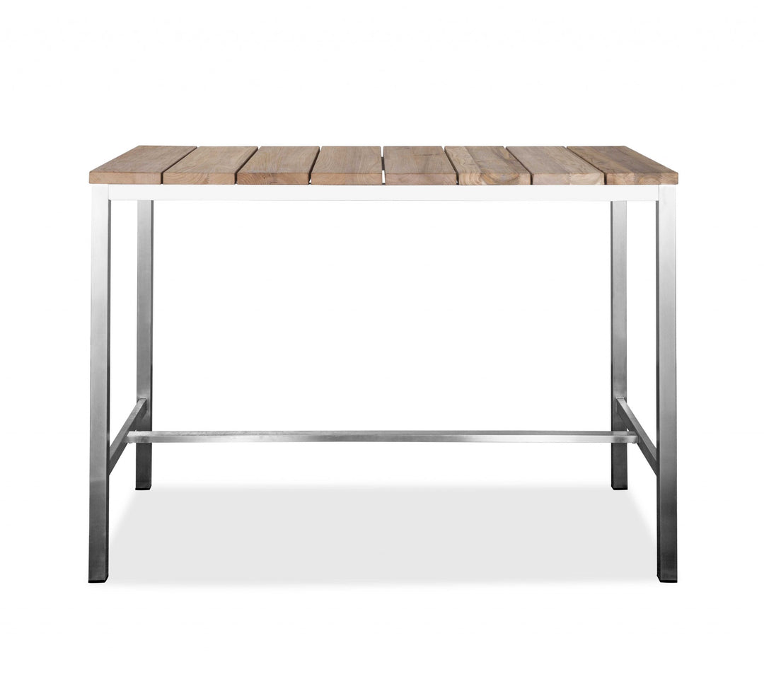 55" Two-Tone Wood Brown and Silver Dining Table