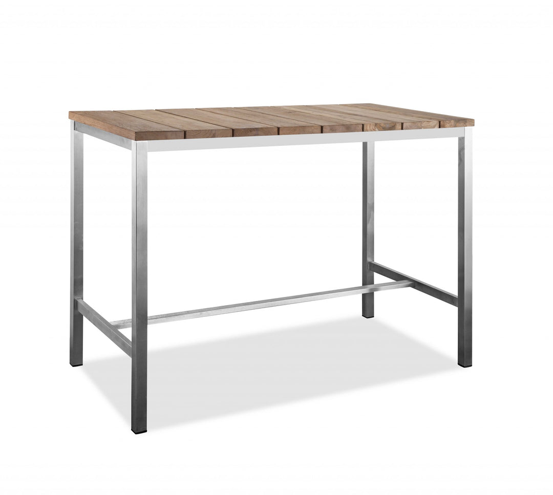 55" Two-Tone Wood Brown and Silver Dining Table