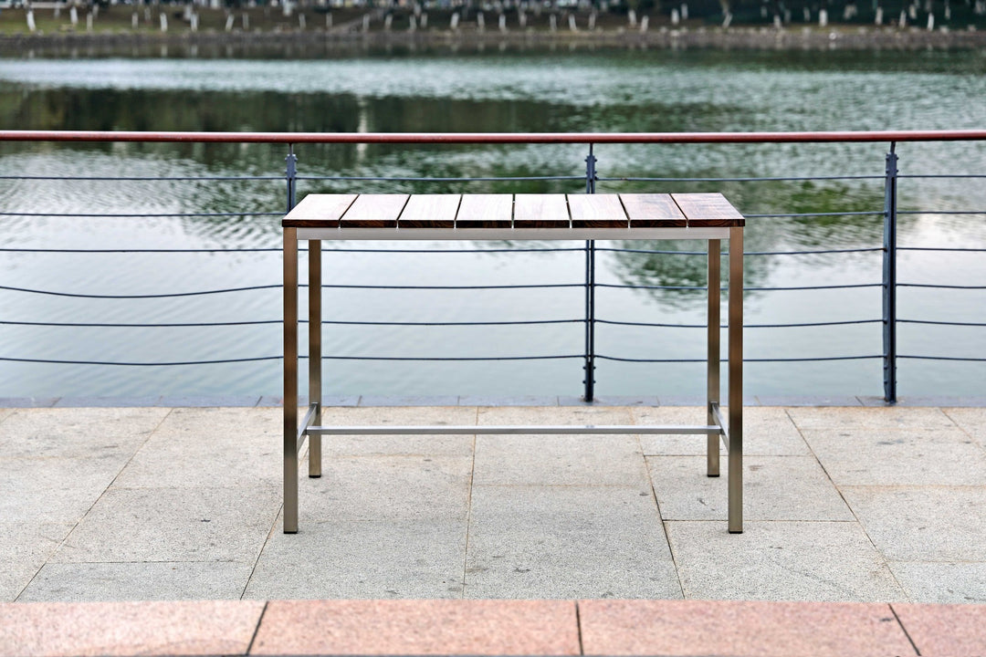 55" Two-Tone Wood Brown and Silver Dining Table