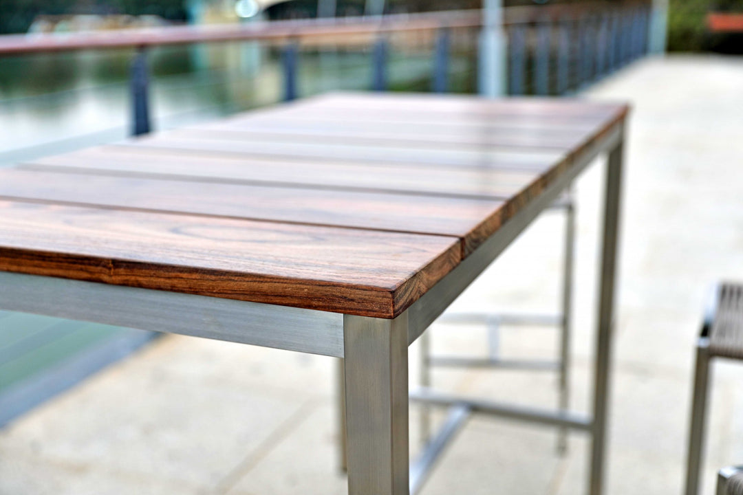 55" Two-Tone Wood Brown and Silver Dining Table