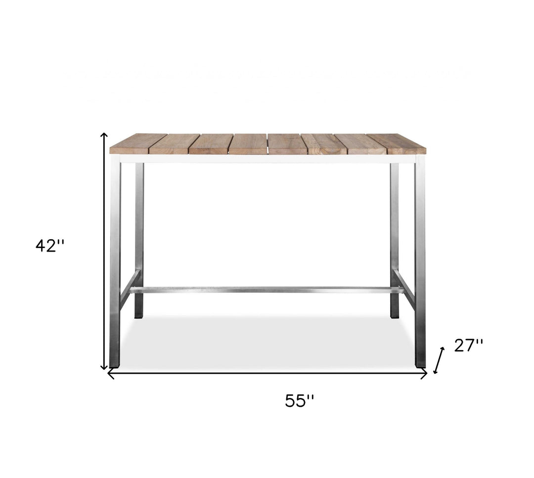 55" Two-Tone Wood Brown and Silver Dining Table