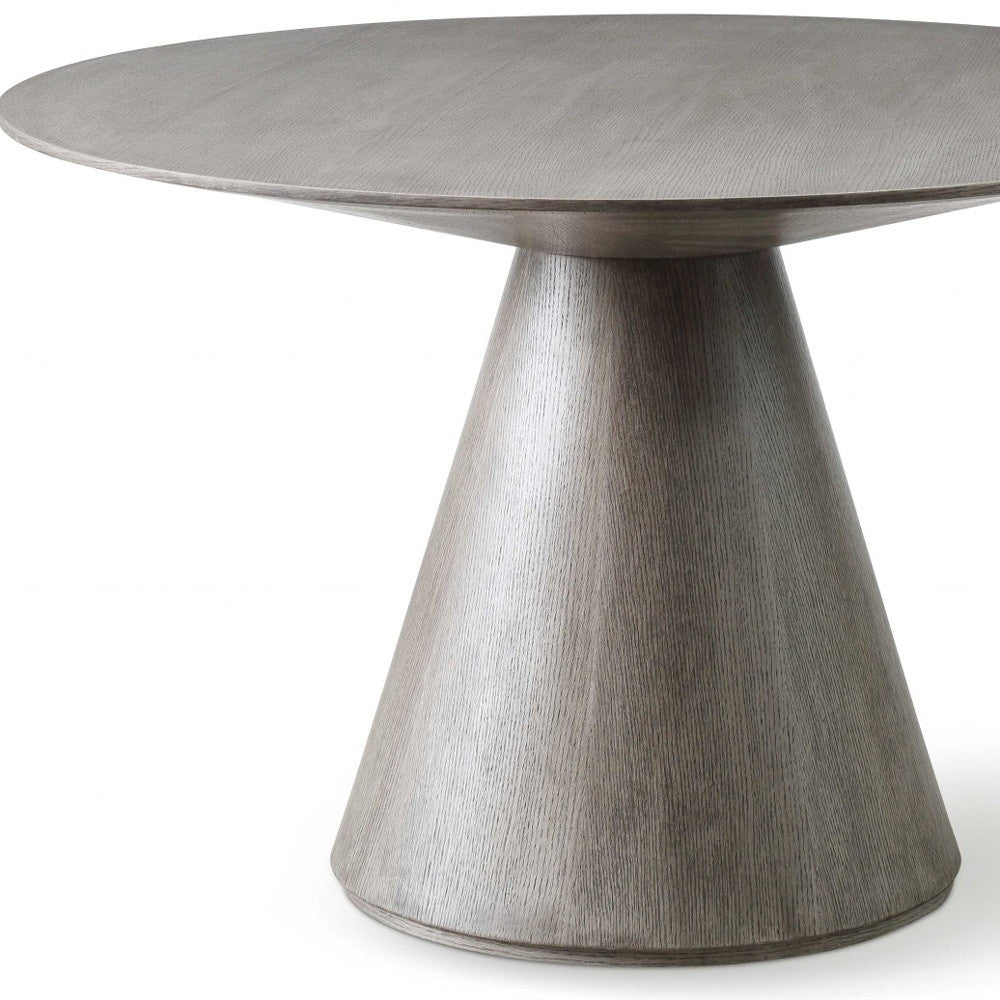 47" Gray Solid Wood Round Pedestal Dining Table – A Timeless Anchor for Your Space