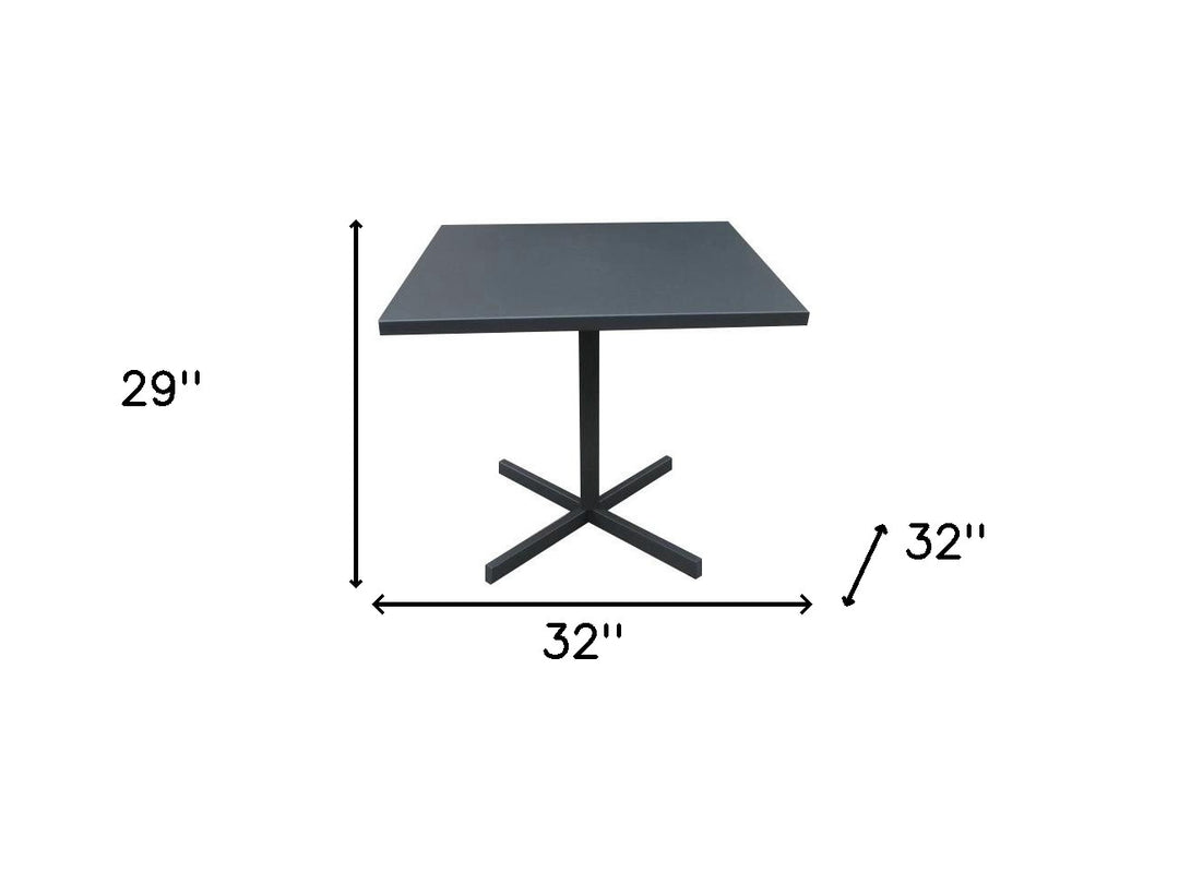 32" Gray Square Aluminum Pedestal Dining Table