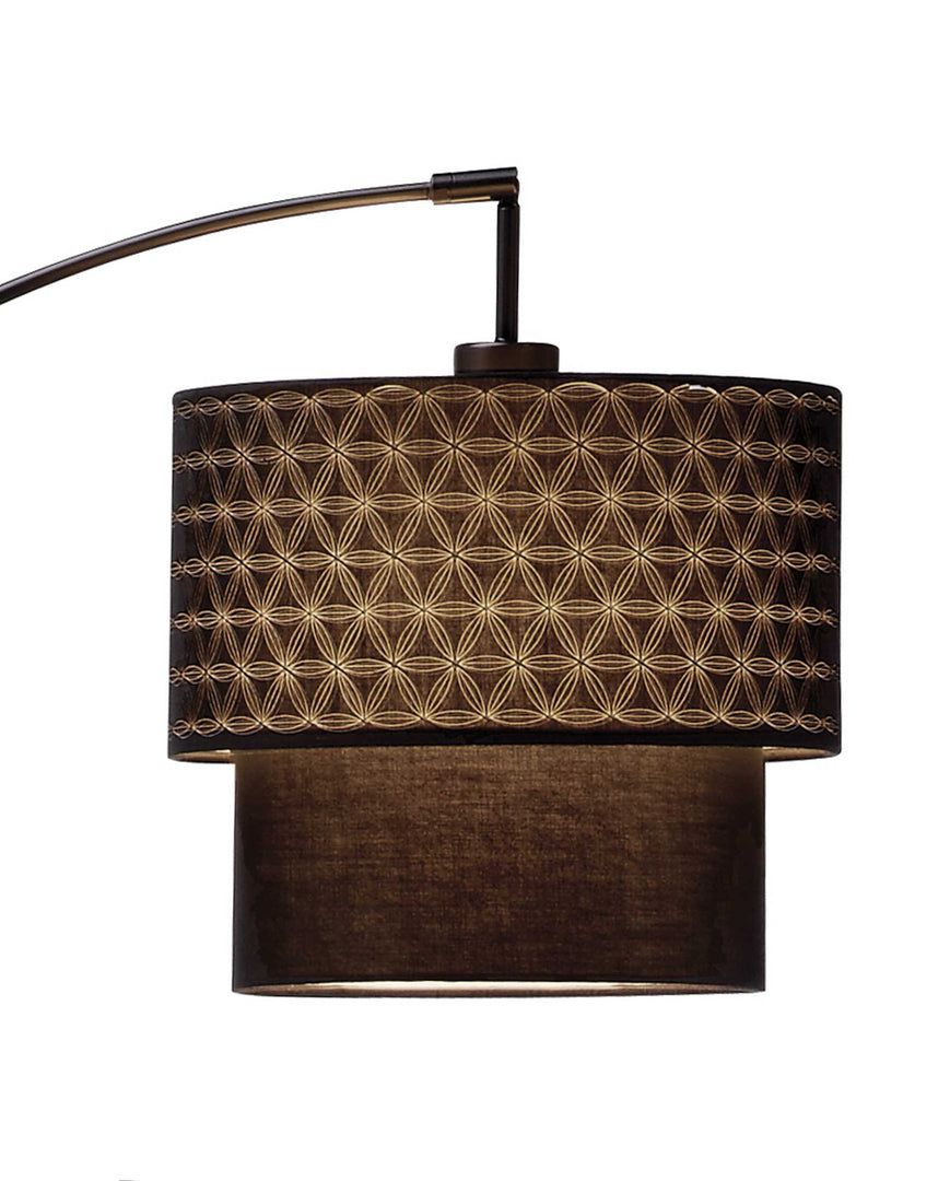 71" Black Arched Floor Lamp With Brown Drum Shade