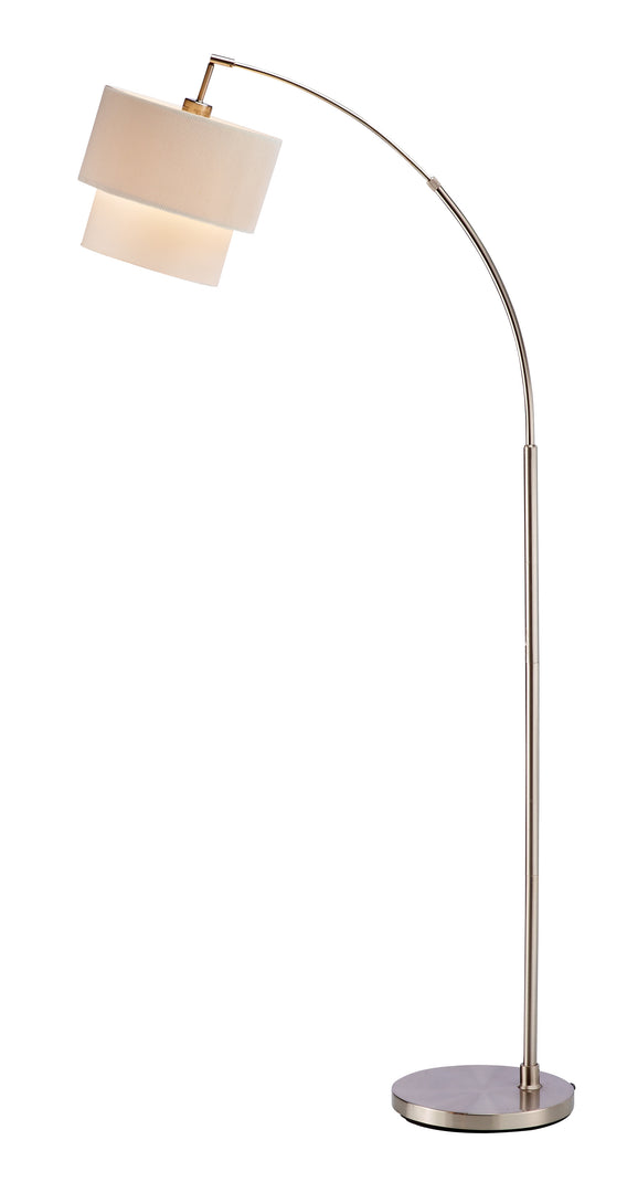 71" Black Arched Floor Lamp With Brown Drum Shade