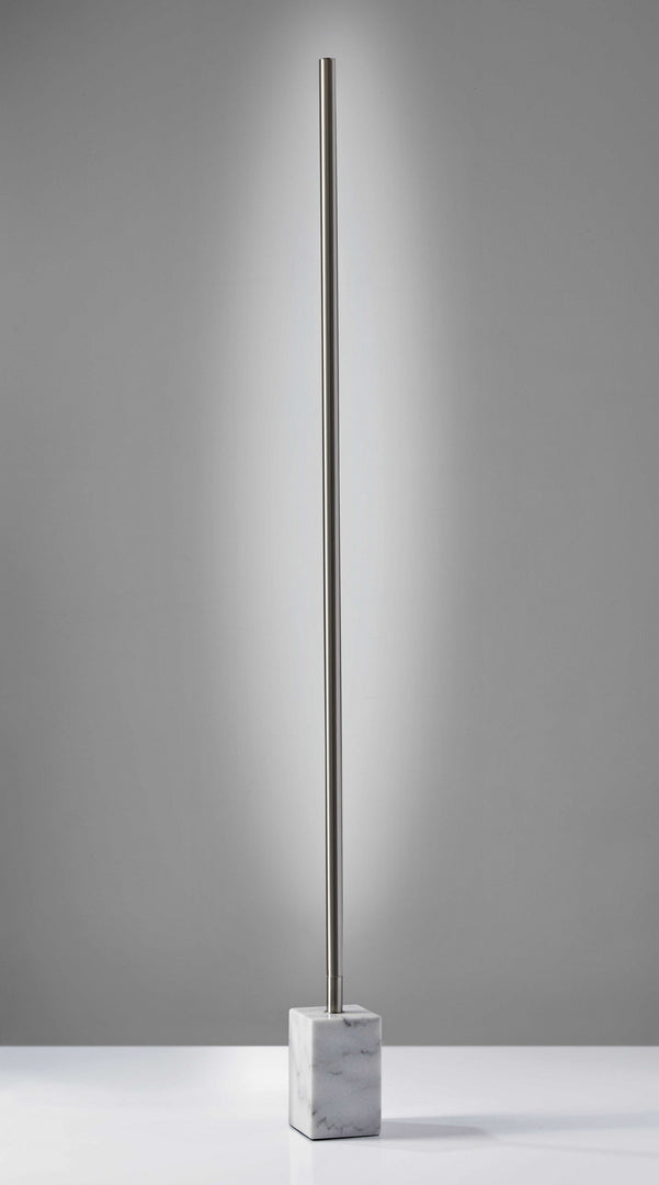 Minimalist Ambient Glow Led Floor Lamp With Dimmer In Antique Brass And Black Marble