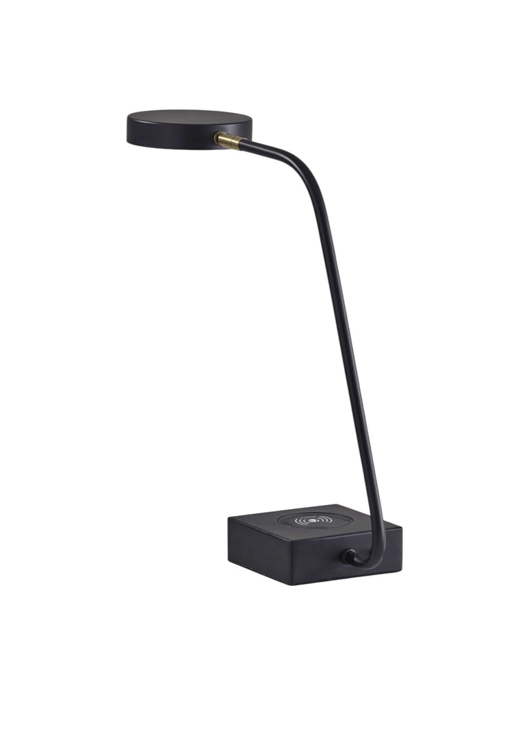 Tech Enhanced Black Metal Disk Led Adjustable Desk Lamp