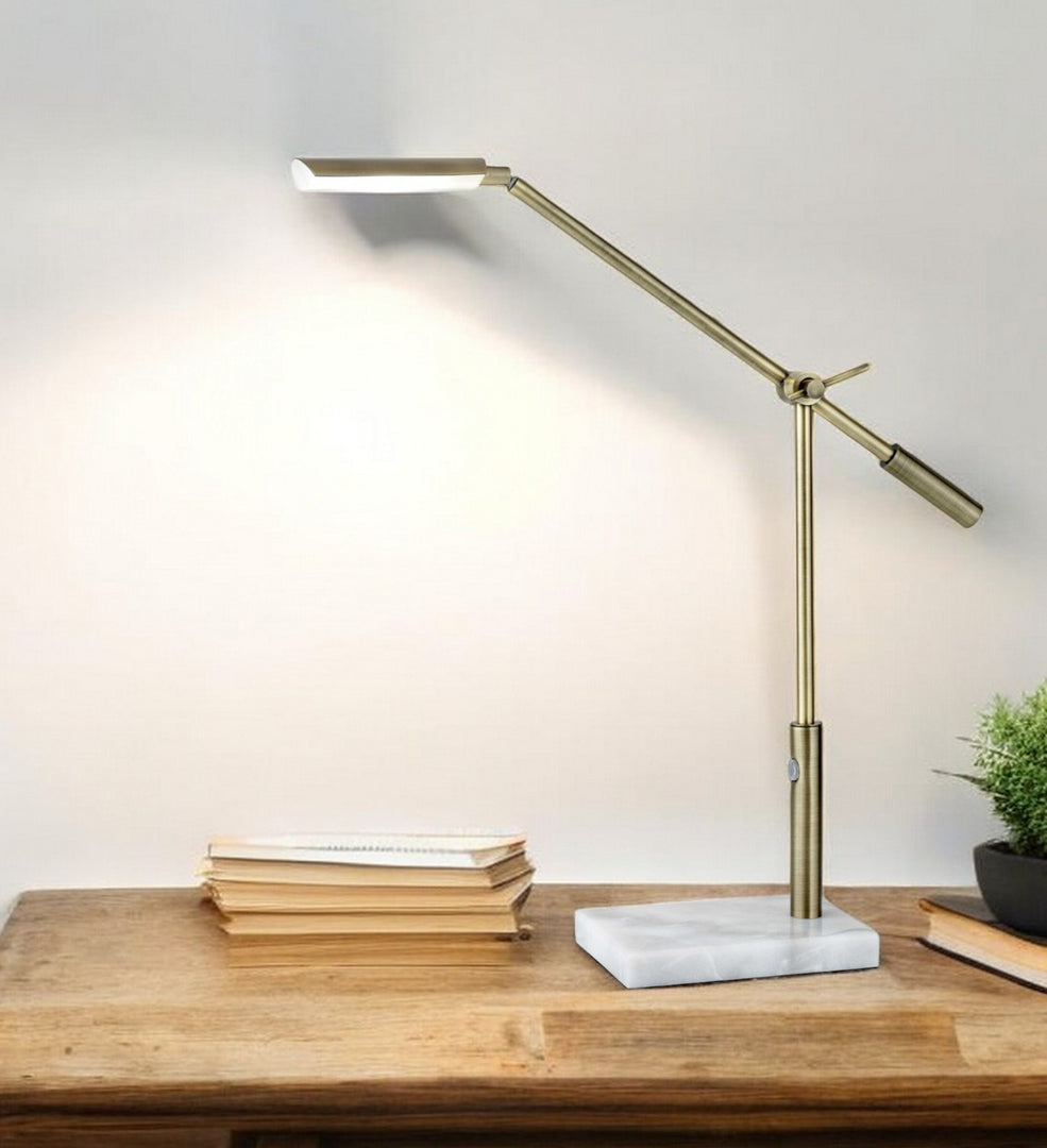 Sleek Brass Metal Adjustable And Dimmable Led Desk Lamp