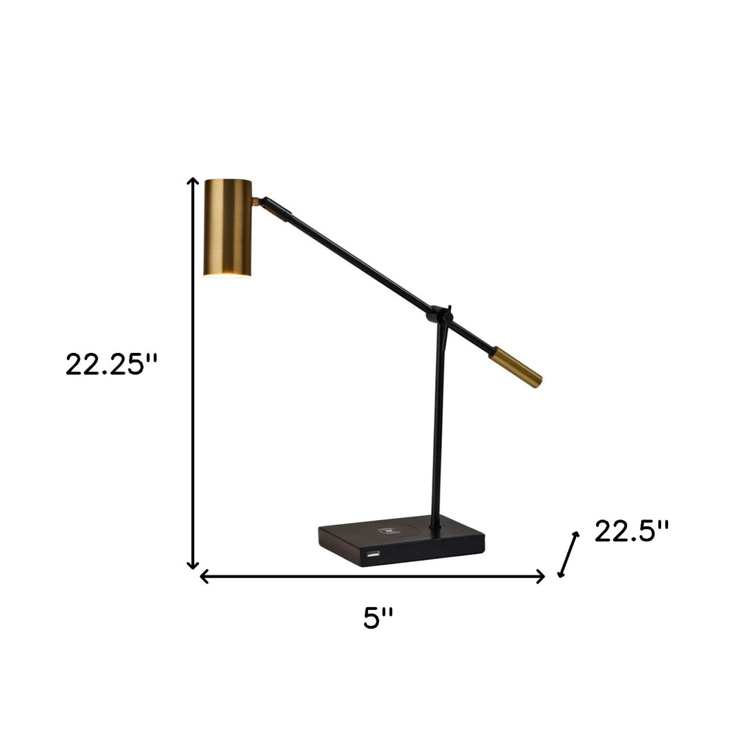 Tech Savvy Black Metal Led Charging Desk Lamp