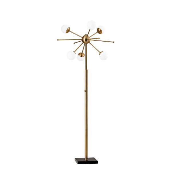 64" Brass Six Light Novelty Floor Lamp