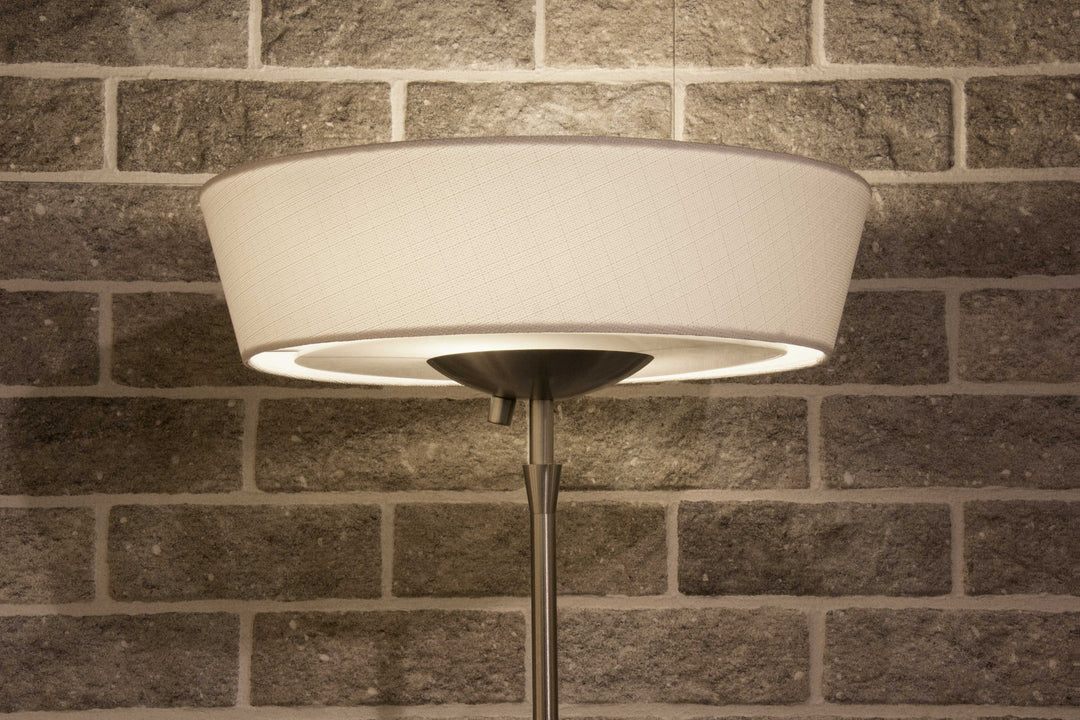 71" Brushed Led Torchiere Floor Lamp With White Empire Shade