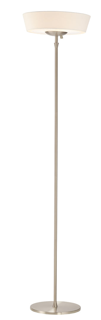 71" Brushed Led Torchiere Floor Lamp With White Empire Shade