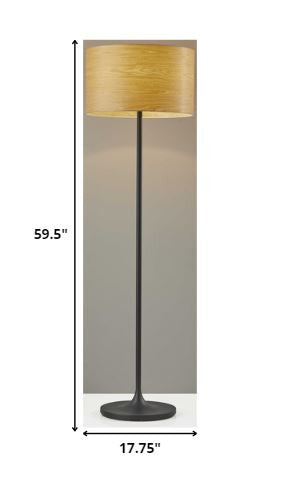 60" White Metal Floor Lamp With White Drum Shade