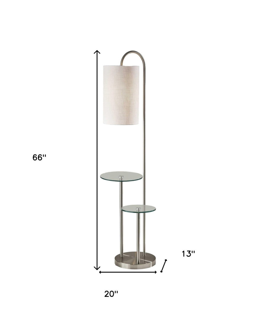 66" Tray Table Floor Lamp With White Drum Shade