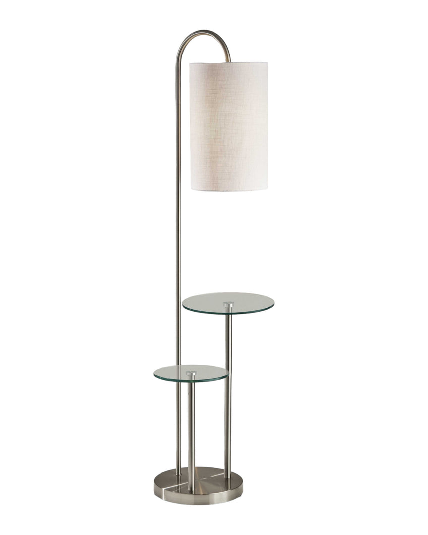 66" Tray Table Floor Lamp With White Drum Shade