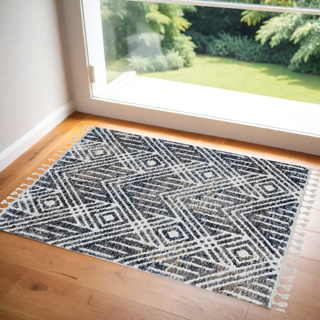 3' X 5' Gray and Ivory Area Rug