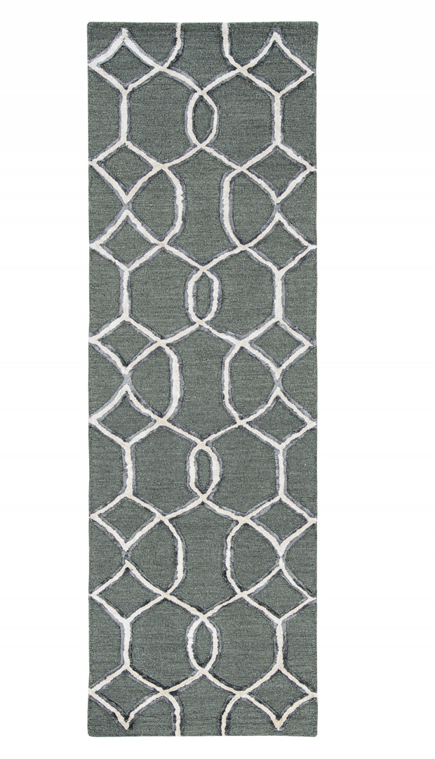 115' Gray and Ivory Wool Moroccan Hand Tufted Area Rug