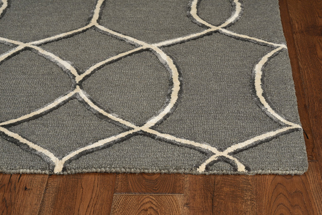 115' Gray and Ivory Wool Moroccan Hand Tufted Area Rug