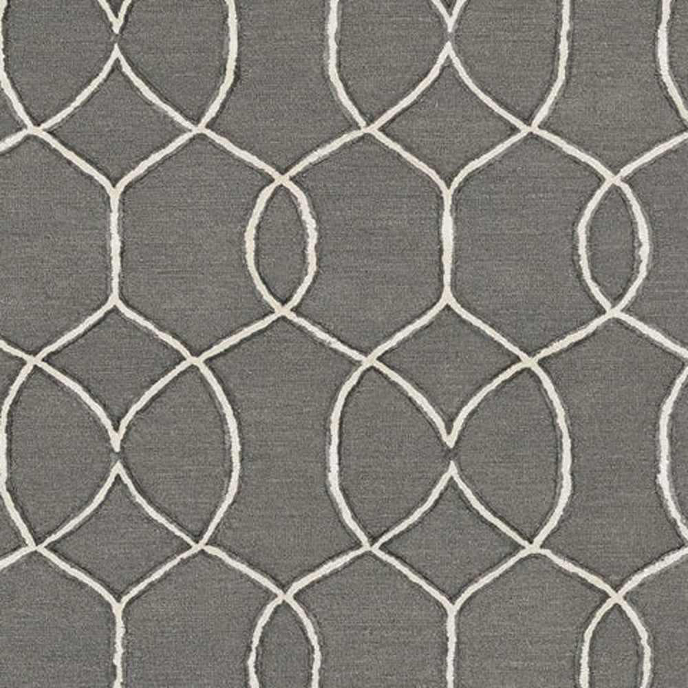 115' Gray and Ivory Wool Moroccan Hand Tufted Area Rug