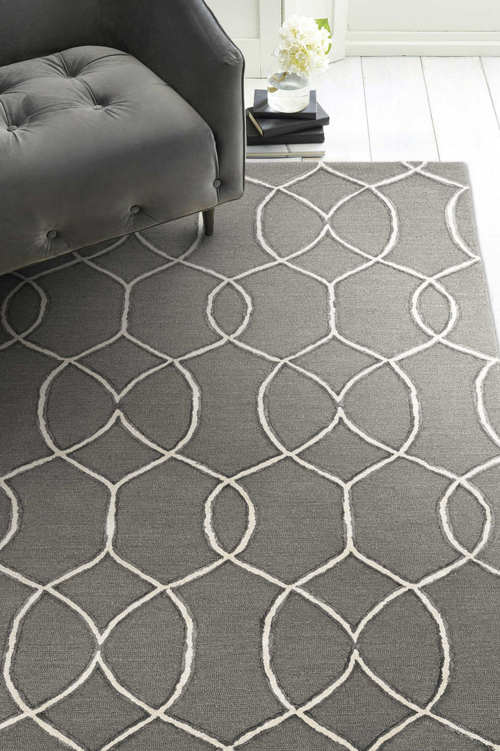 115' Gray and Ivory Wool Moroccan Hand Tufted Area Rug